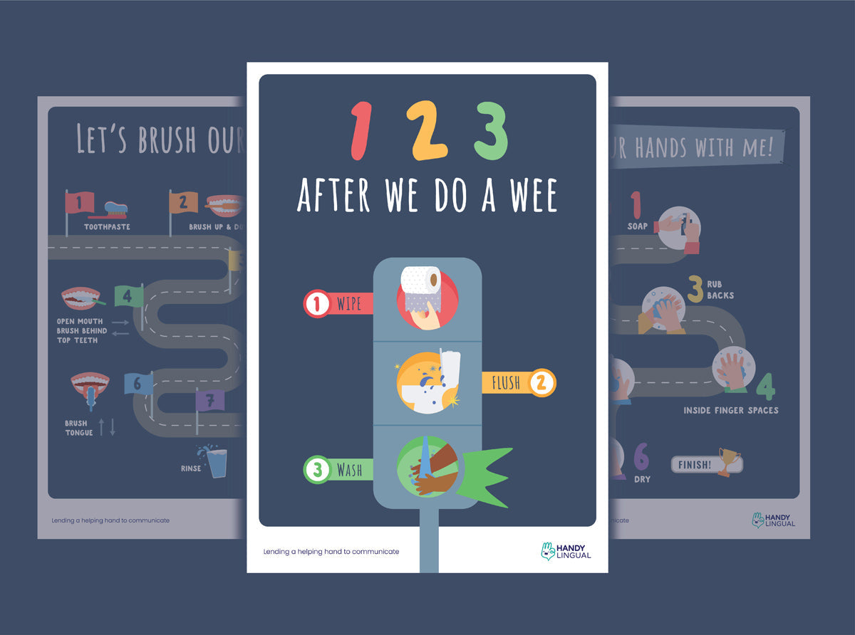 Bathroom Task & Routine Posters - Set of 3 - Printed